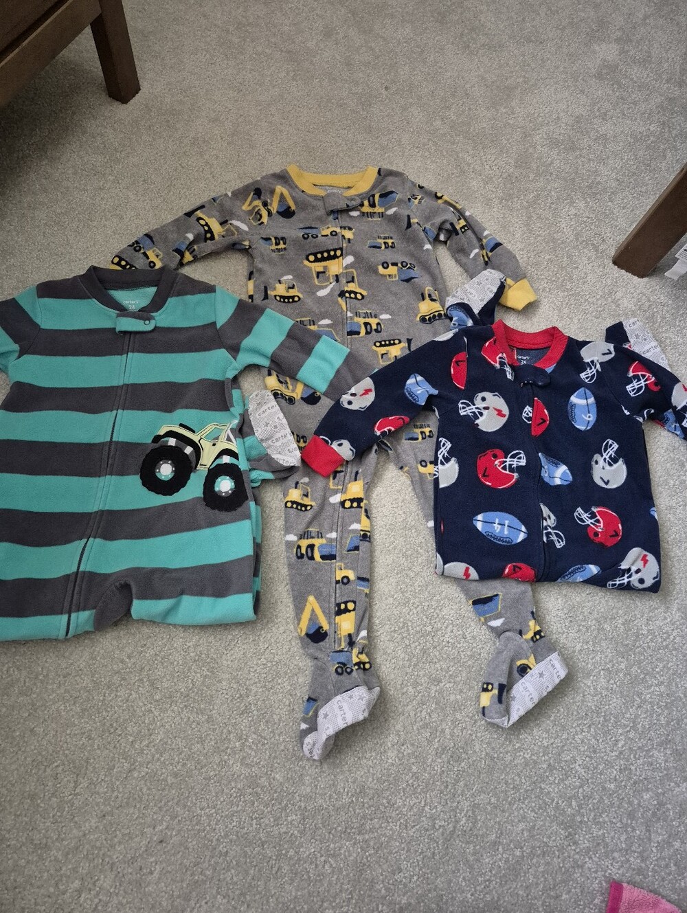 Toddler Pajama Bundle - Green Stripes, Gray Construction, Navy Sports 24 M